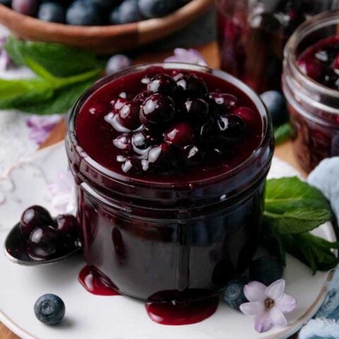 blueberry sauce topping.