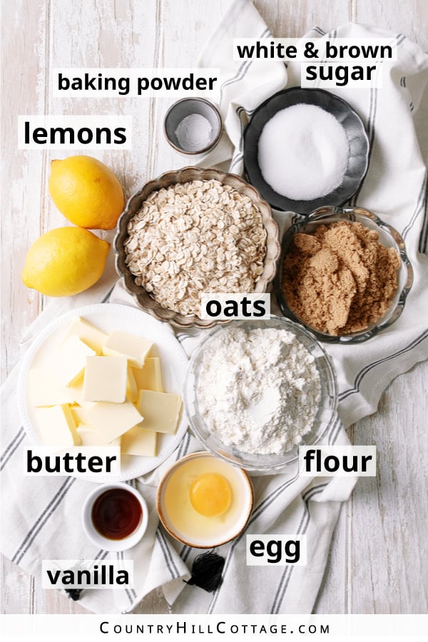 lemon oatmeal cookie ingredients.
