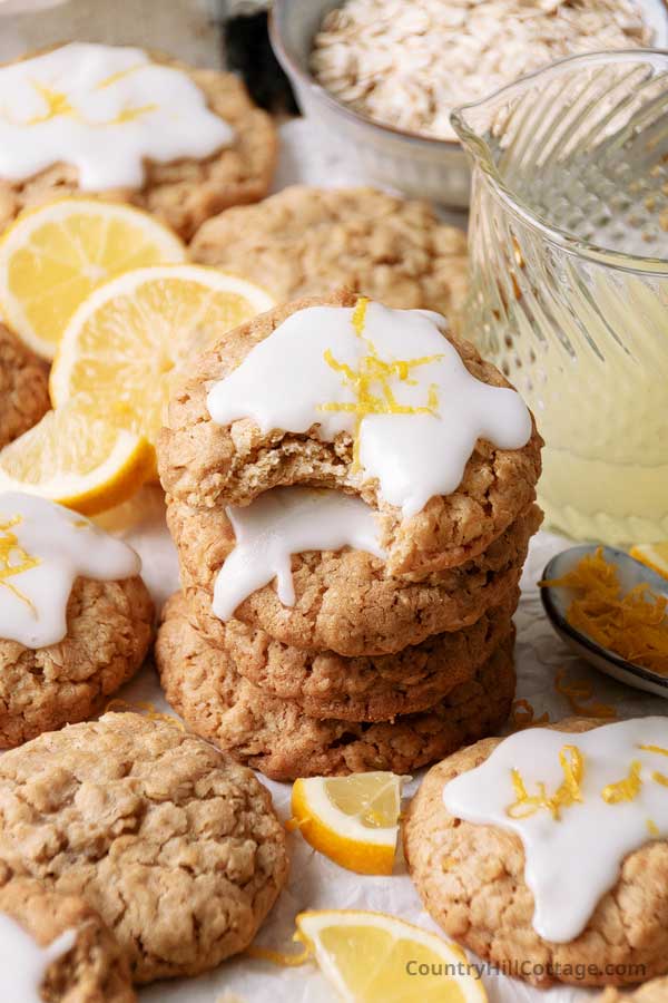 stack of oatmeal lemon cookies.