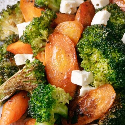 roasted broccoli and carrots.