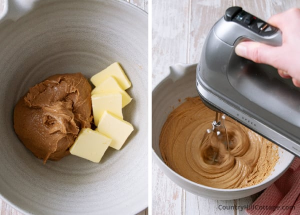 step 1 combine butter and peanut butter.
