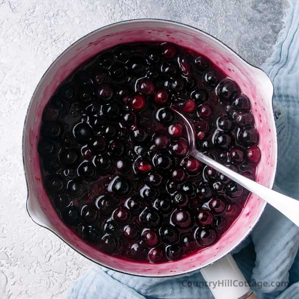 step 5 reduce blueberry sauce.