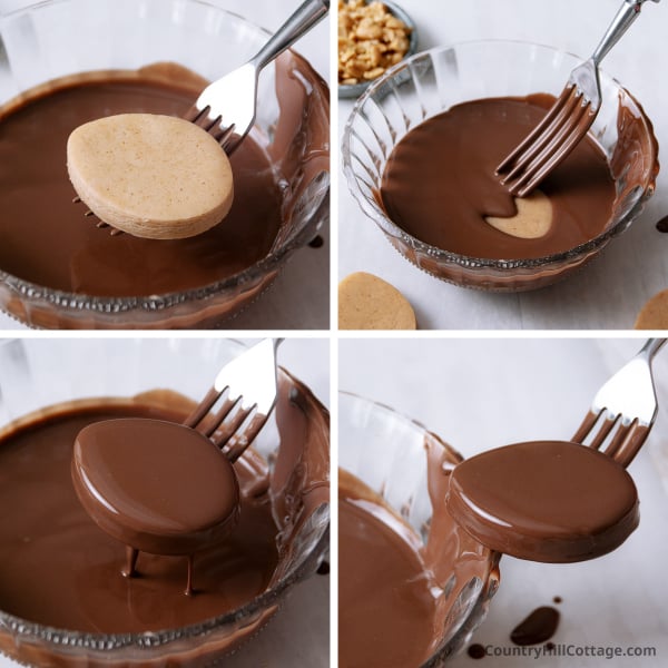 step 7 dip peanut butter eggs in chocolate.