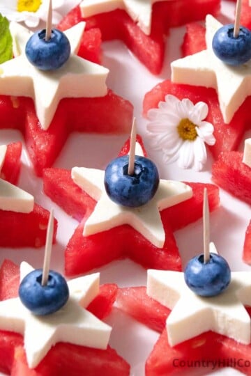 patriotic watermelon feta skewers.