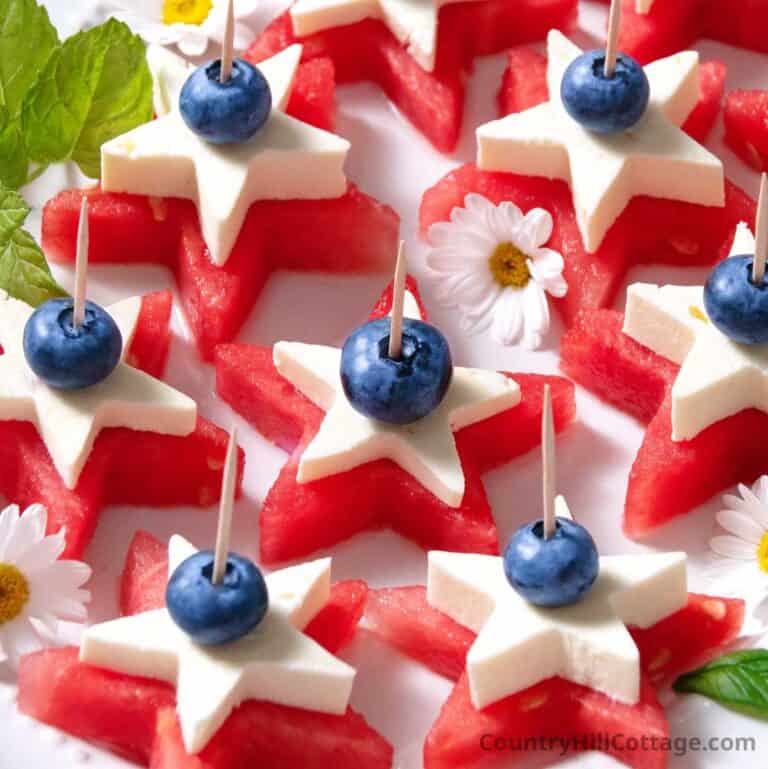 patriotic watermelon feta skewers.